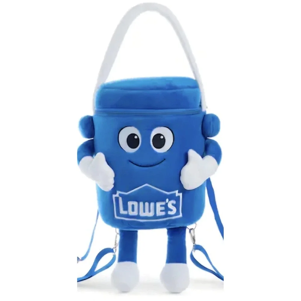Lowe's Big Blue Plush Bucket Backpack Zip Closure Limited Edition NWT